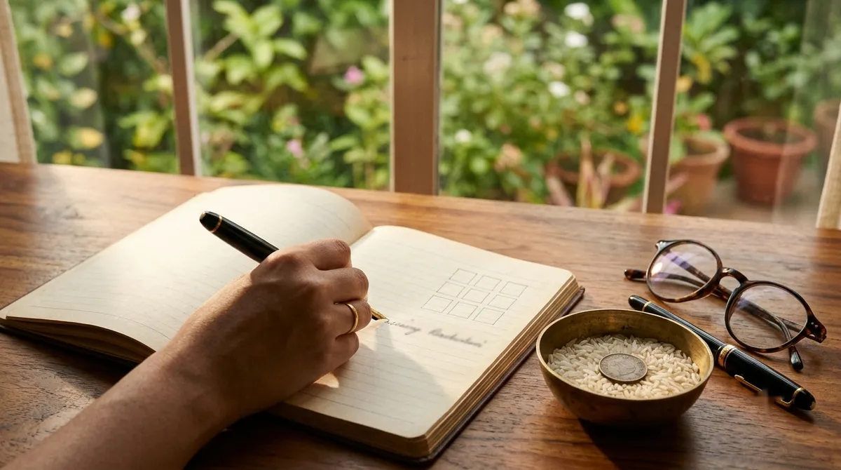 Writing a name in a notebook