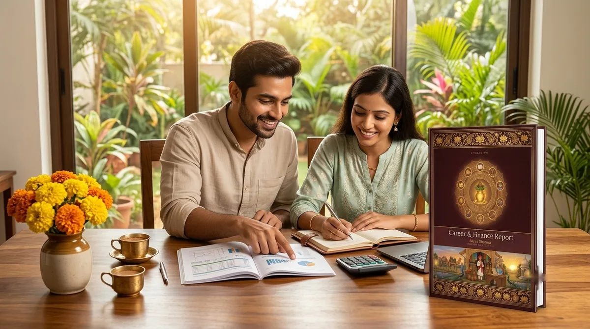 A couple planning their finances with the report